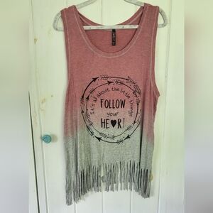 Ombre Stetch Bohemian  Fringe Cover-up Tank